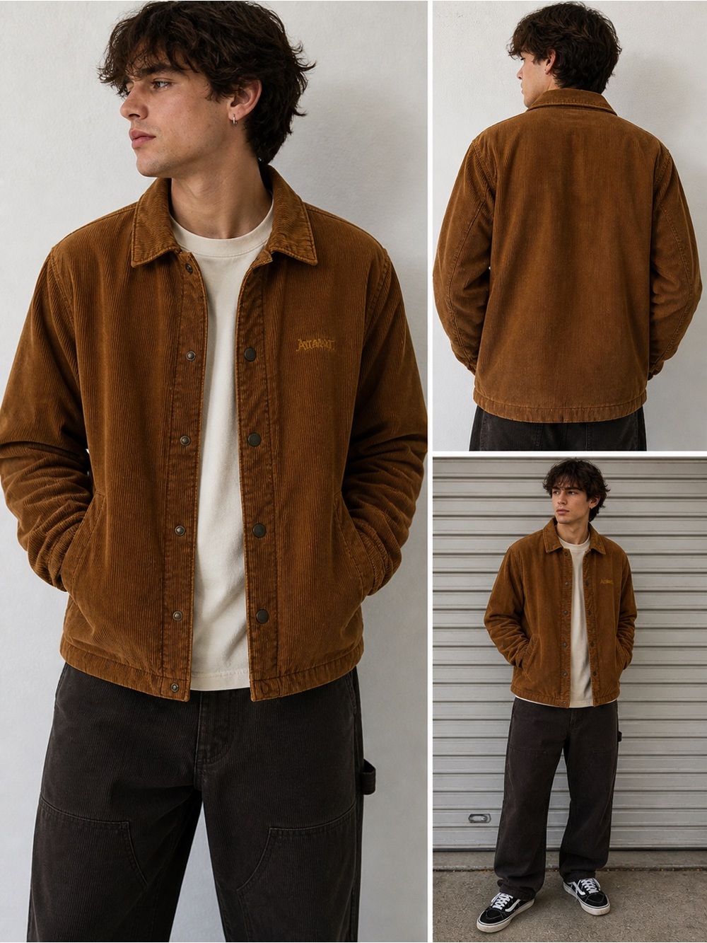 Altamont Corduroy Coach Jacket Brown Quilted Lined Streetwear Medium